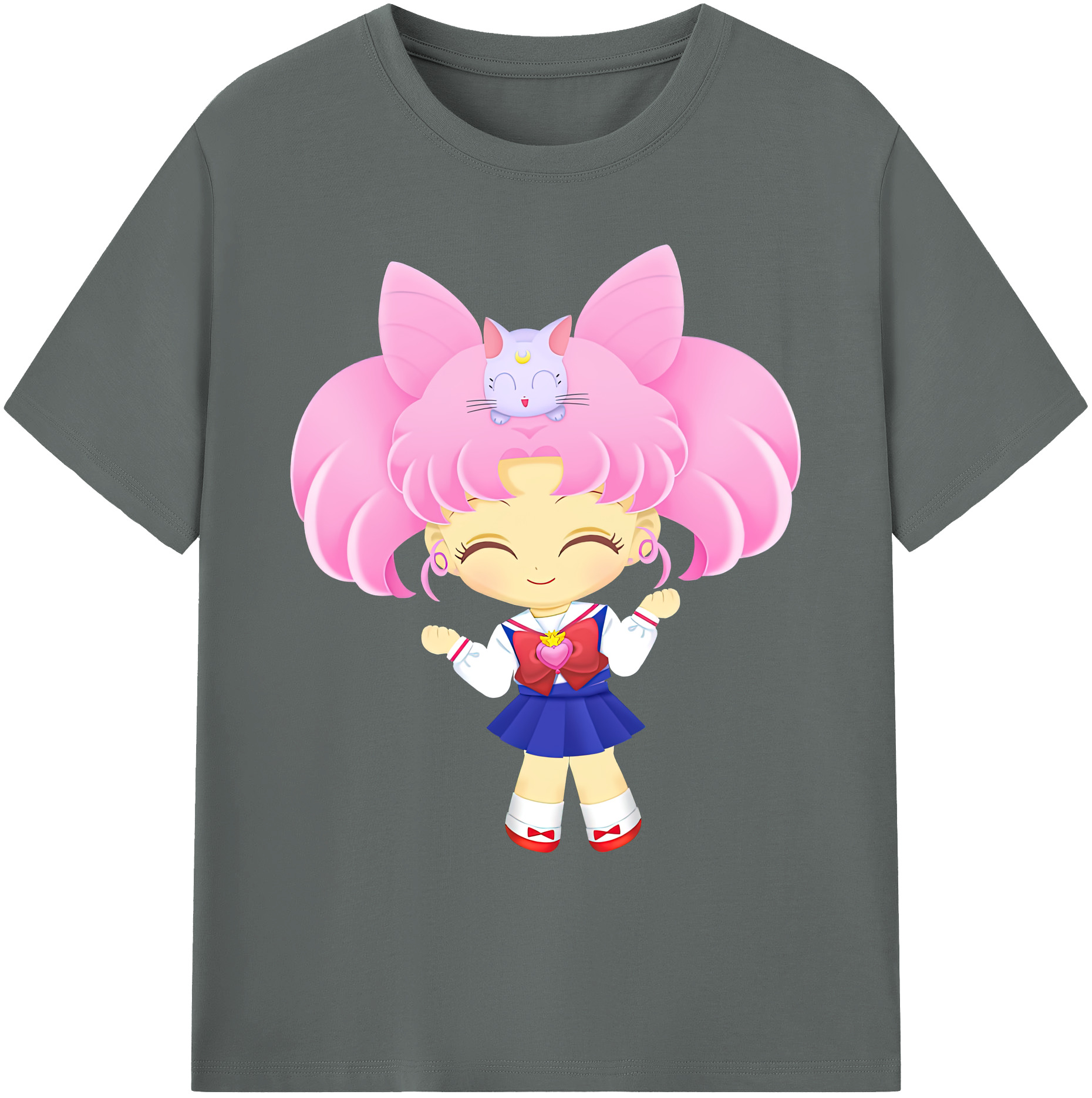 （画像用） 美少女戦士セーラームーン ちびうさ Sailor Moon Chibiusa Tsukino Usagi Small Lady Serenity 綿100％ メンズ半袖Tシャツ｜肌触りやわらか＆通気性